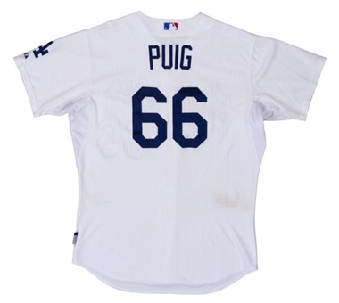 Yasiel Puig Game Used 2014 Los Angeles Dodgers Home Jersey (MLB Authenticated)